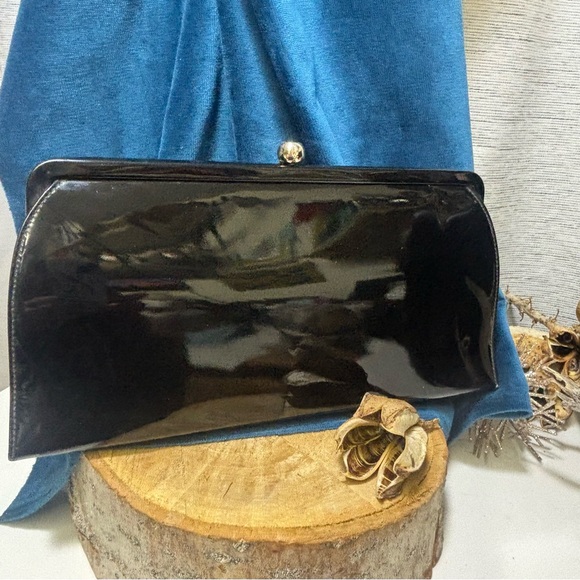 Elegant Vintage “ Theodor” Black Clutch Bag- Black Patent leather - Picture 4 of 8